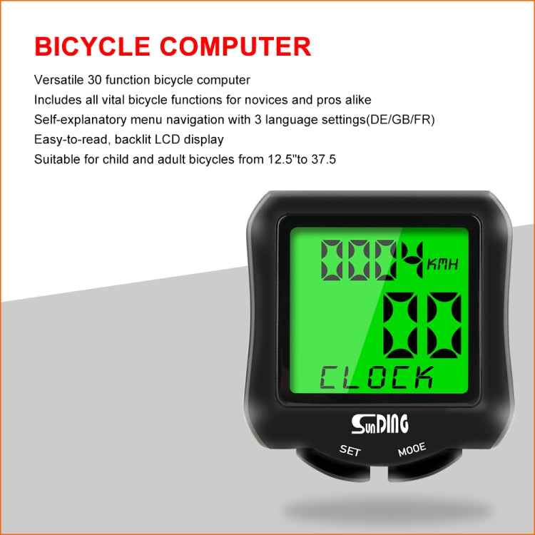 SUNDING SD-570 Bicycle Speedometer Cycling Computer LCD Digital Display Waterproof Odometer Speedometer Stopwatch
