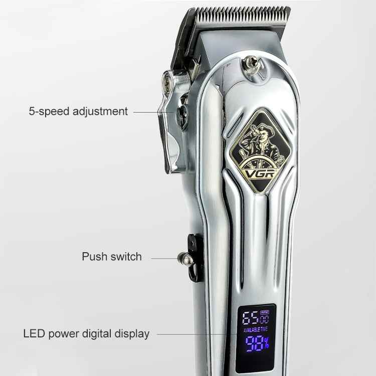 VGR V-267 10W USB Metal Hair Clipper with LED Digital Display & 5 Gears Adjustment