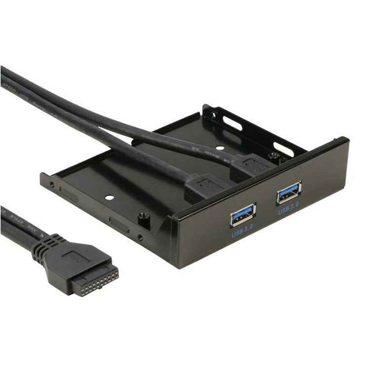 5.25 inch 2 Ports USB3.0 Floppy Bay Front Panel HUB Spilitter with Power Adapter