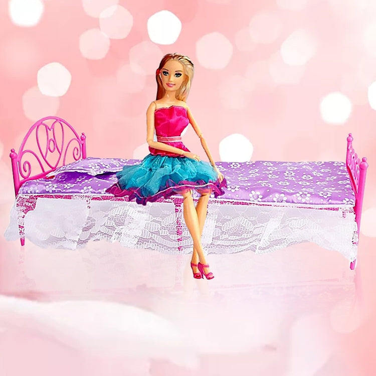 Mini Beautiful Plastic Bed Bedroom Furniture for Dolls Dollhouse Random Color Delivery, Plastic Bed