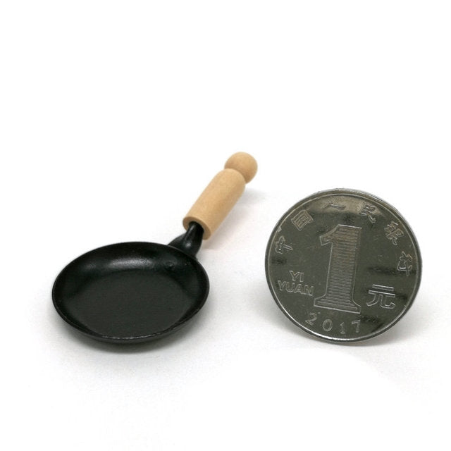 3 PCS Doll House Miniature Kitchen Frying Pan Cooking Tools Children Pretend Play Toys, Pan Cooking