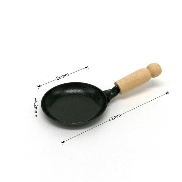 3 PCS Doll House Miniature Kitchen Frying Pan Cooking Tools Children Pretend Play Toys, Pan Cooking