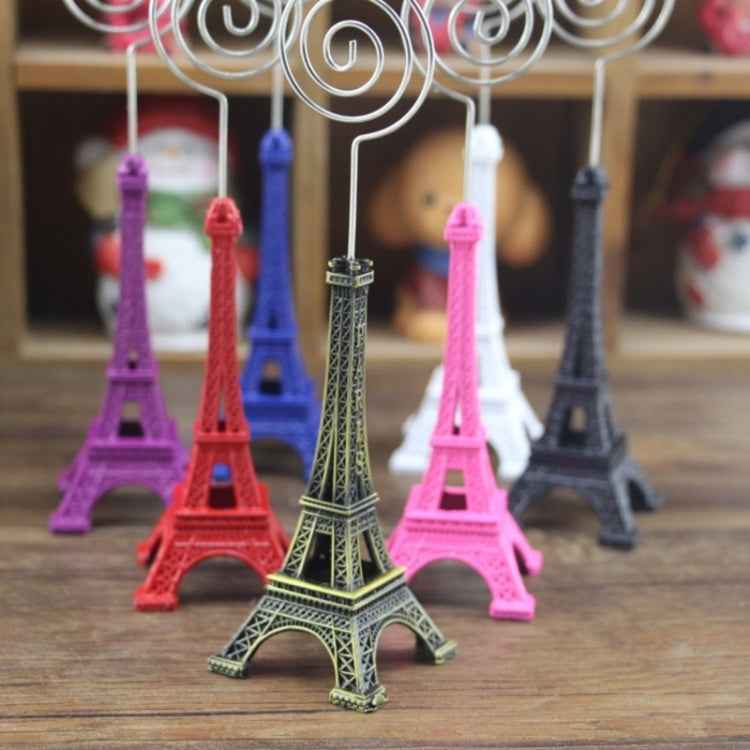 Mini Eiffel Tower Shape Desktop Statue Information Notecard Holder Photo Clip Home Art Deco Gift, Random Color Delivery