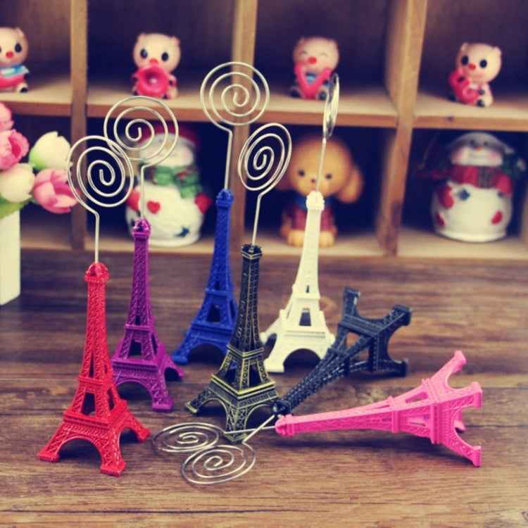Mini Eiffel Tower Shape Desktop Statue Information Notecard Holder Photo Clip Home Art Deco Gift, Random Color Delivery