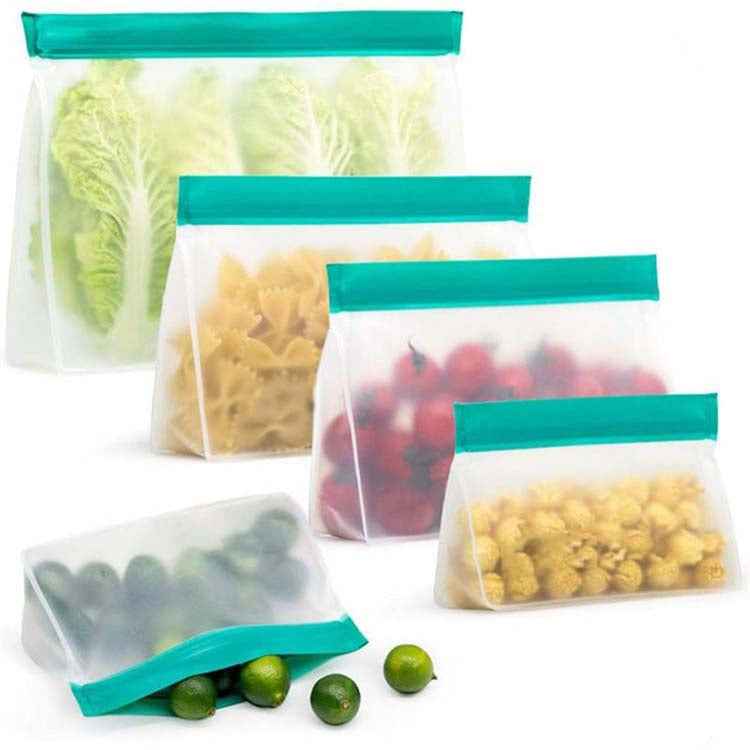 2 Sets PEVA Food Bags Reuse Three-dimensional Thickened Storage Sealed Fresh-keeping Bags, Random Color Delivery