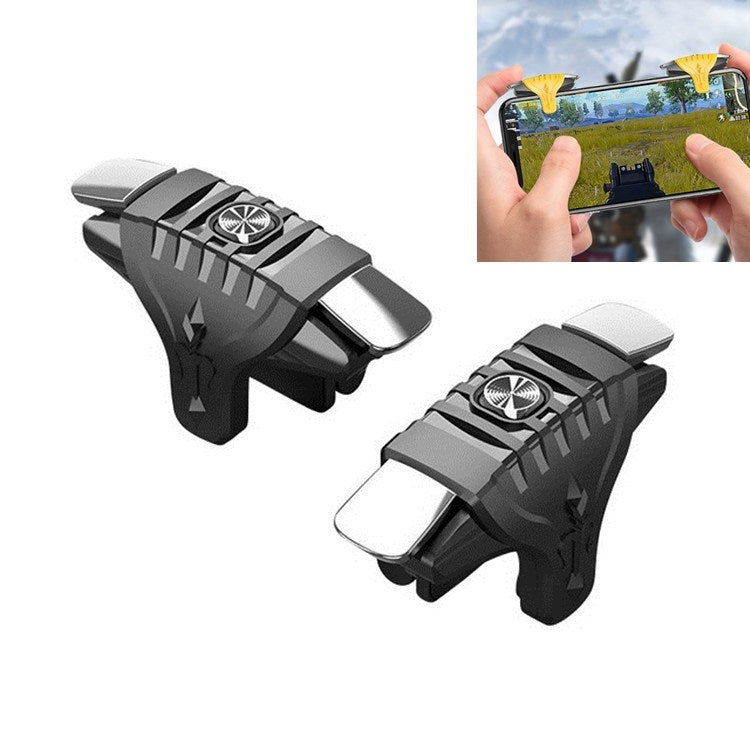 2 Pairs F01 Electroplating Mechanical Shaft Bidirectional Button Auxiliary Shooting Game Handle for Mobile Phones within The Thickness of 6.1-12.0mm, F01
