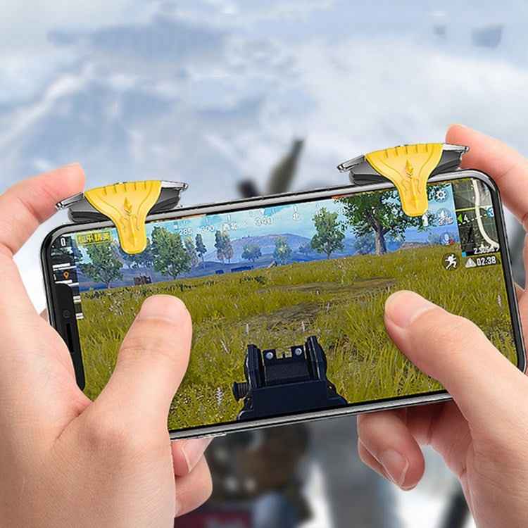2 Pairs F01 Electroplating Mechanical Shaft Bidirectional Button Auxiliary Shooting Game Handle for Mobile Phones within The Thickness of 6.1-12.0mm