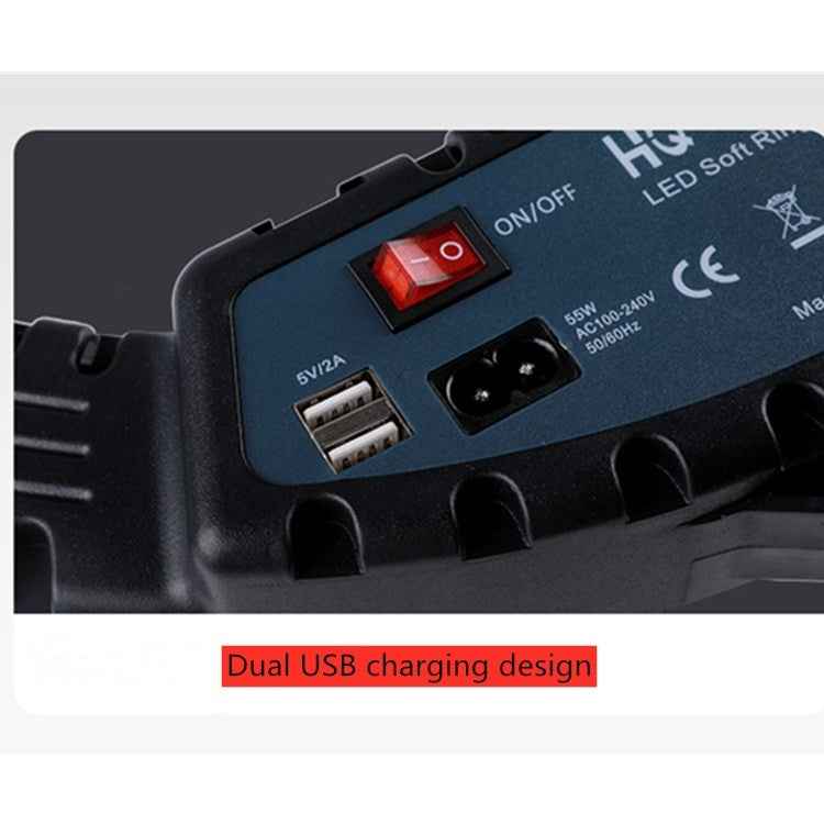 HQ-18N 18 inch 45cm LED Ring Vlogging Photography Video Lights Kits with Remote Control & Phone Clamp & 2.1m Tripod Mount, EU Plug