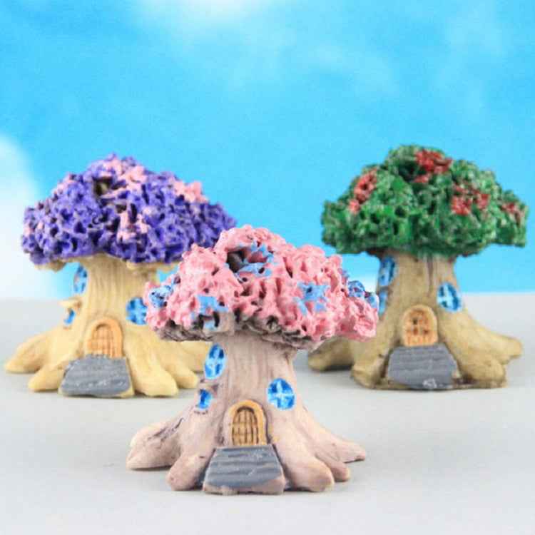 Micro Landscape Flower Pot Decoration Fleshy Cartoon Construction Toy Big Tree House Resin Decoration