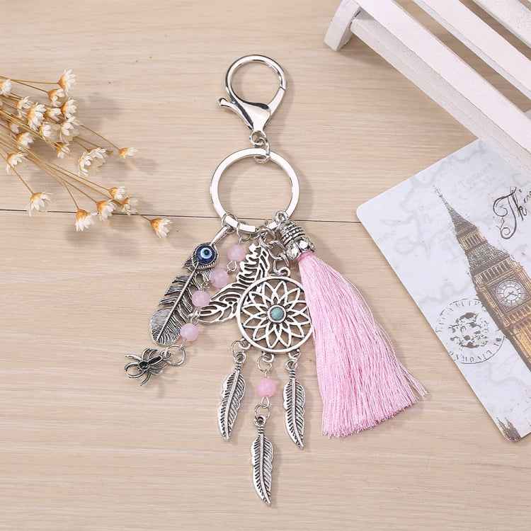 2 PCS Simple Fashion Wool Tassel Dream Catching Keychain