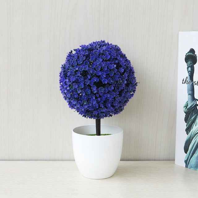 Desktop Simulation Plant Mini Grass Ball Bonsai Decorated Plastic Flower Cherry Blossom Snowball Artificial Flowers