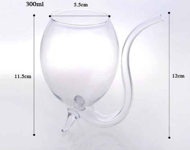 300ML Creative Glass Mug Milk Cup with straw Cold Drink Cup Juice Mug Wine Glass