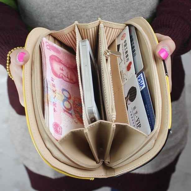 Cute Stitching Puppy Zipper Wallet Long Clutch Bag Ladies Wallet