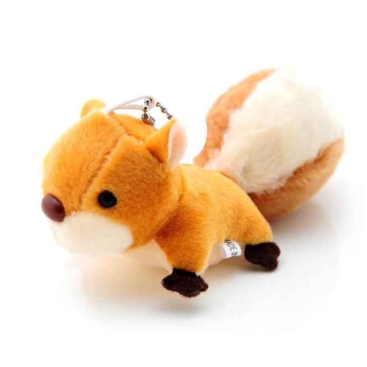 Squirrel Plush Toy Stuffed Animal Keychain Doll Key Ring Bag Pendant with Sucker Plush Keychains Toys (Brown)