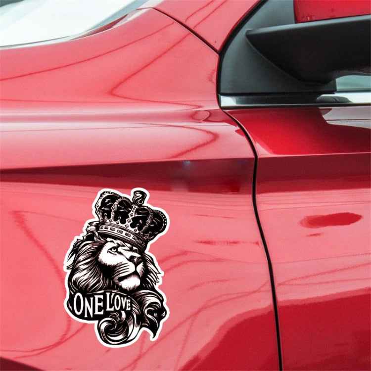 5 PCS YJZT One Love Lion Crown PVC Animal Car Sticker, 10x15.3CM