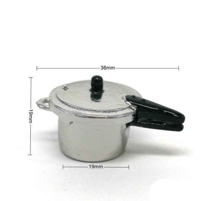 Doll House Mini Kitchen Pressure Cooker Cooking Tools Children Educational Toys, Pressure Cooker
