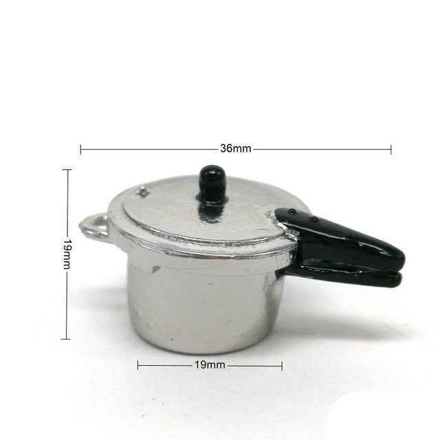 Doll House Mini Kitchen Pressure Cooker Cooking Tools Children Educational Toys, Pressure Cooker