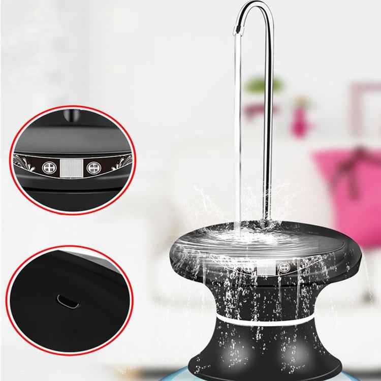 Tray Bucket Water Pump USB Rechargeable Wireless Electric Mineral Water Bucket Automatic Water Dispenser, Black, White