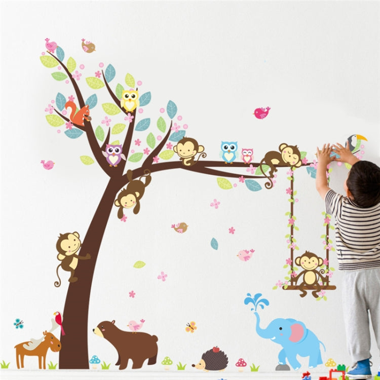 Swinging Monkey Wall Sticker Children's Room Kindergarten Environment Arrangement Removable Mural, Swinging Monkey