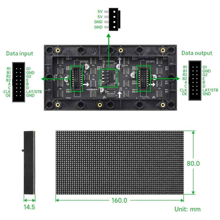 Waveshare RGB Full-color LED Matrix Panel, 2.5mm Pitch, 64x32 Pixels, Adjustable Brightness, 23707