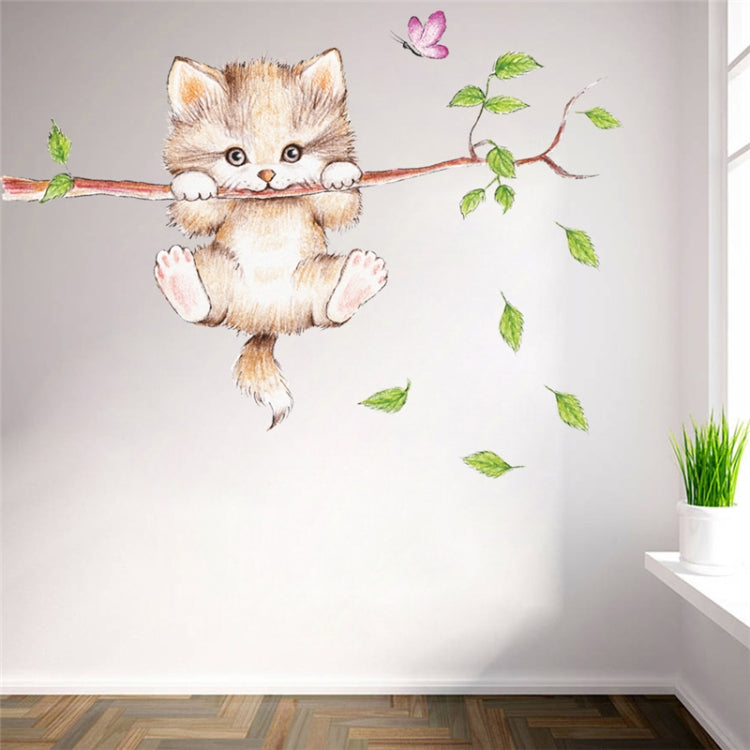 Cute Cat Twig Kindergarten Environment Layout Wall Decoration Wall Sticker, Cute Cat