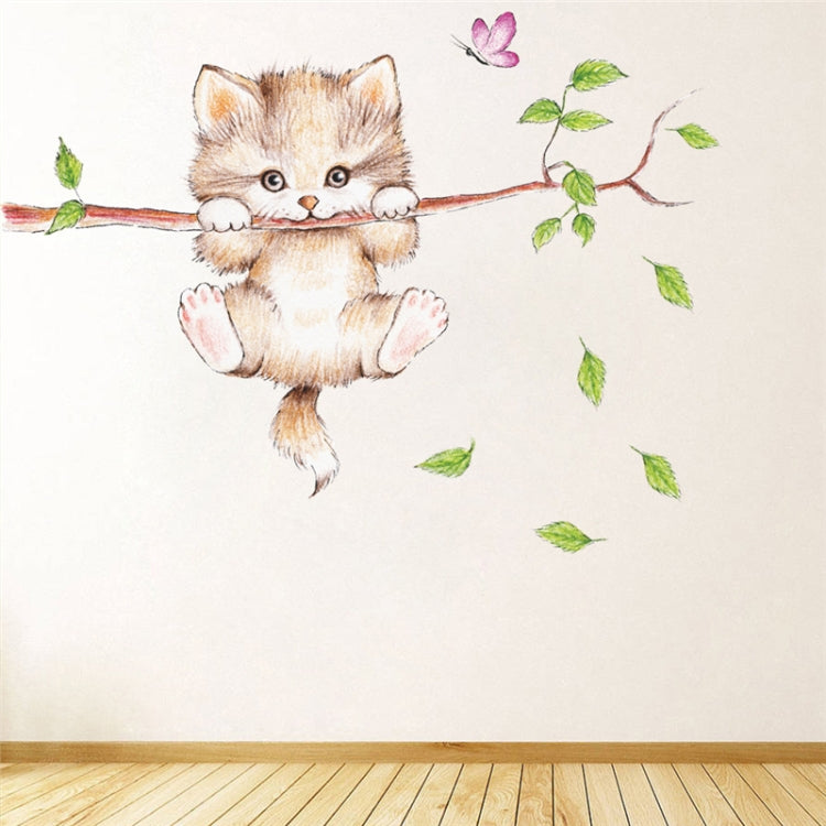 Cute Cat Twig Kindergarten Environment Layout Wall Decoration Wall Sticker, Cute Cat