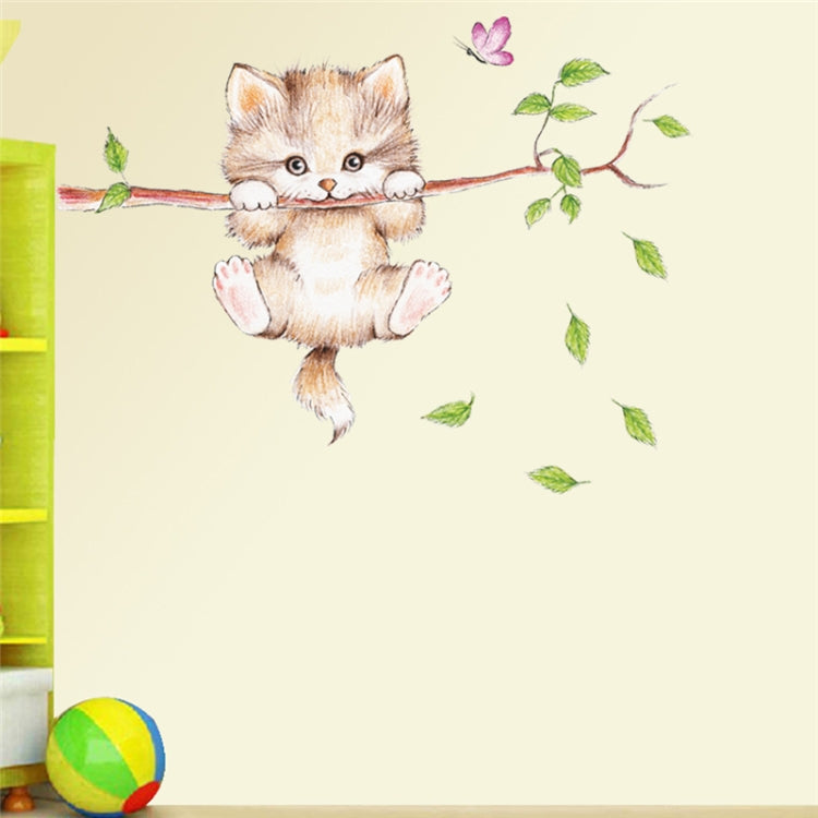 Cute Cat Twig Kindergarten Environment Layout Wall Decoration Wall Sticker, Cute Cat