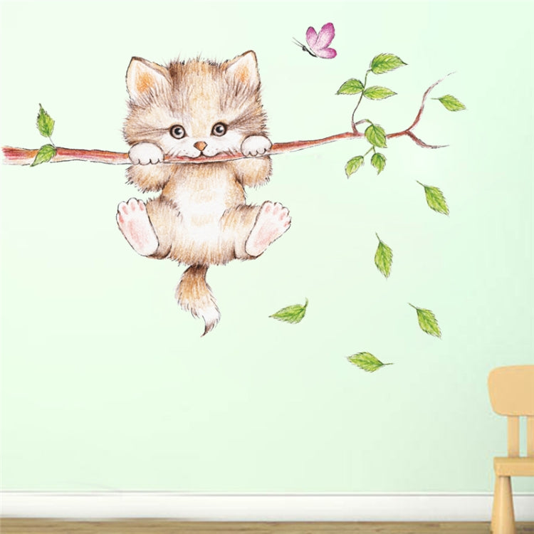 Cute Cat Twig Kindergarten Environment Layout Wall Decoration Wall Sticker, Cute Cat