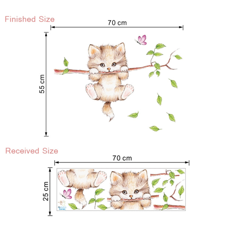 Cute Cat Twig Kindergarten Environment Layout Wall Decoration Wall Sticker, Cute Cat