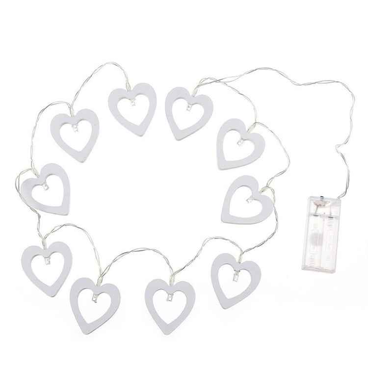 1.2m 10 LEDs Wooden Heart Christmas Party Outdoor Indoor Heart Decoration String Light