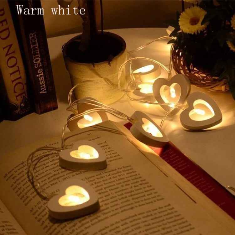 1.2m 10 LEDs Wooden Heart Christmas Party Outdoor Indoor Heart Decoration String Light