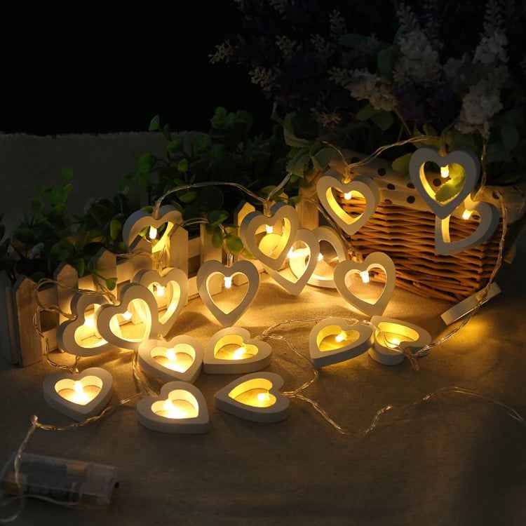 1.2m 10 LEDs Wooden Heart Christmas Party Outdoor Indoor Heart Decoration String Light