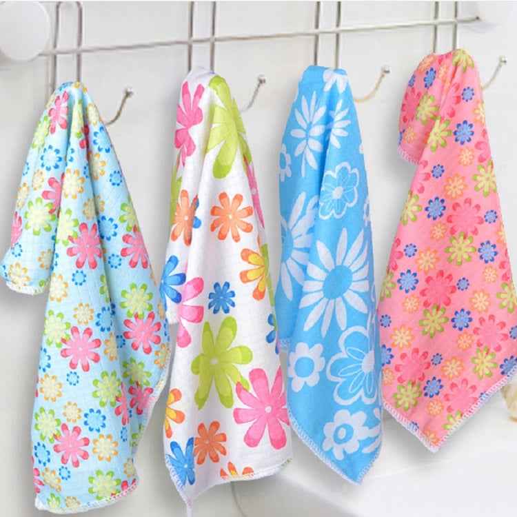 4 PCS / Set Microfiber Printed Flowers Cloth Cleaning Cloth
