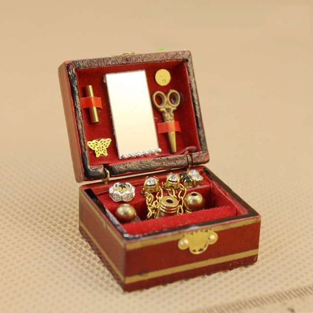 Doll House Mini Vintage Jewelry Box Accessories Children's Educational Toys, Jewelry Box