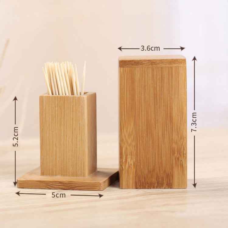 2 PCS Natural Bamboo Toothpick Box Square Restaurant Hotel Toothpick Can with Lid
