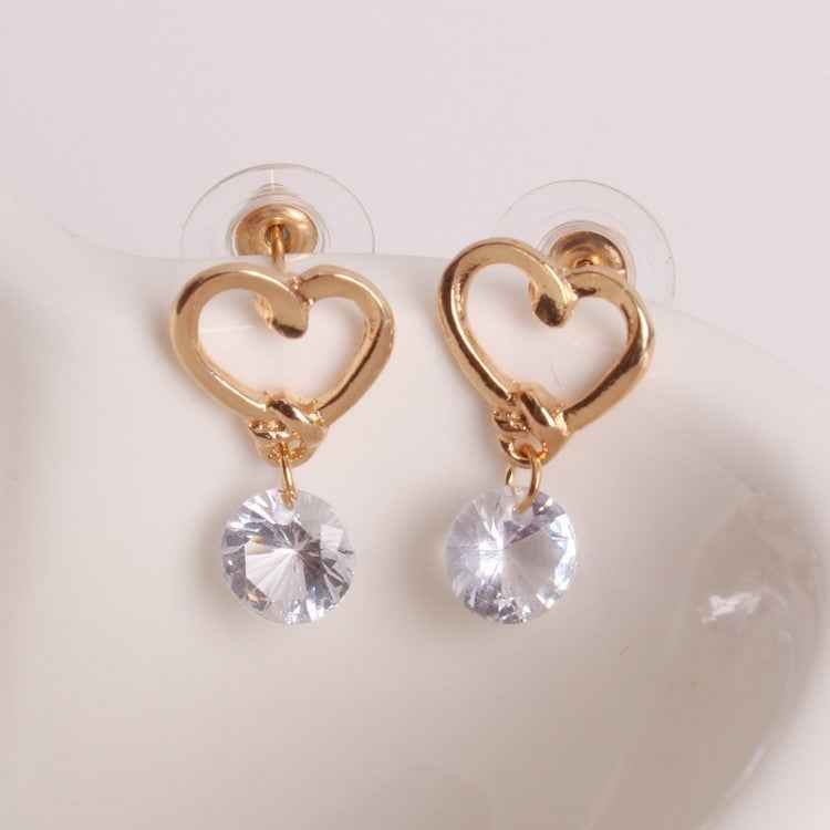 2 PCS Women Elegant Fashion Crystal Heart Design Earring