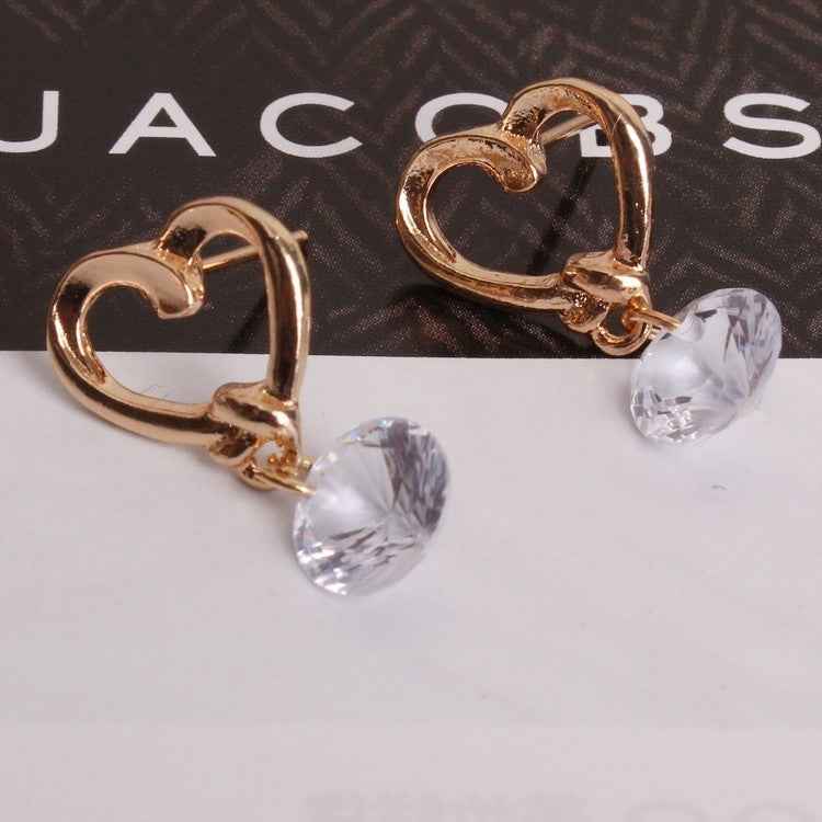 2 PCS Women Elegant Fashion Crystal Heart Design Earring