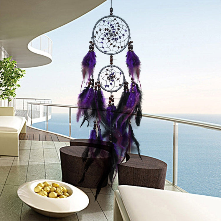 Creative Weaving Crafts Purple Feather Beads Dream Catcher Wall Hanging Jewelry, Purple Feather Beads Dream Catcher