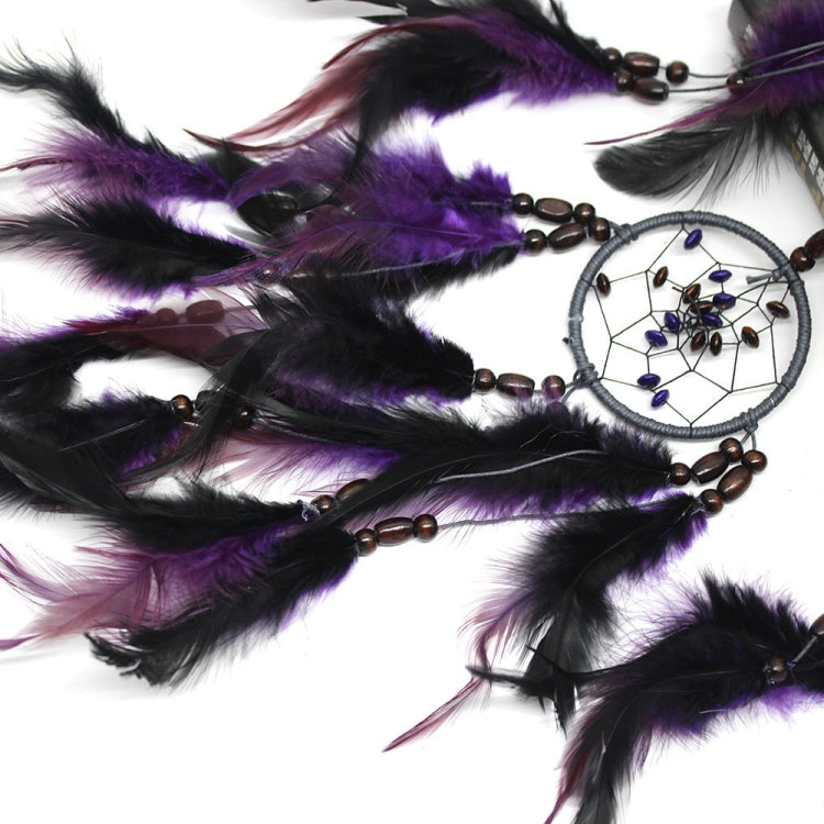 Creative Weaving Crafts Purple Feather Beads Dream Catcher Wall Hanging Jewelry, Purple Feather Beads Dream Catcher