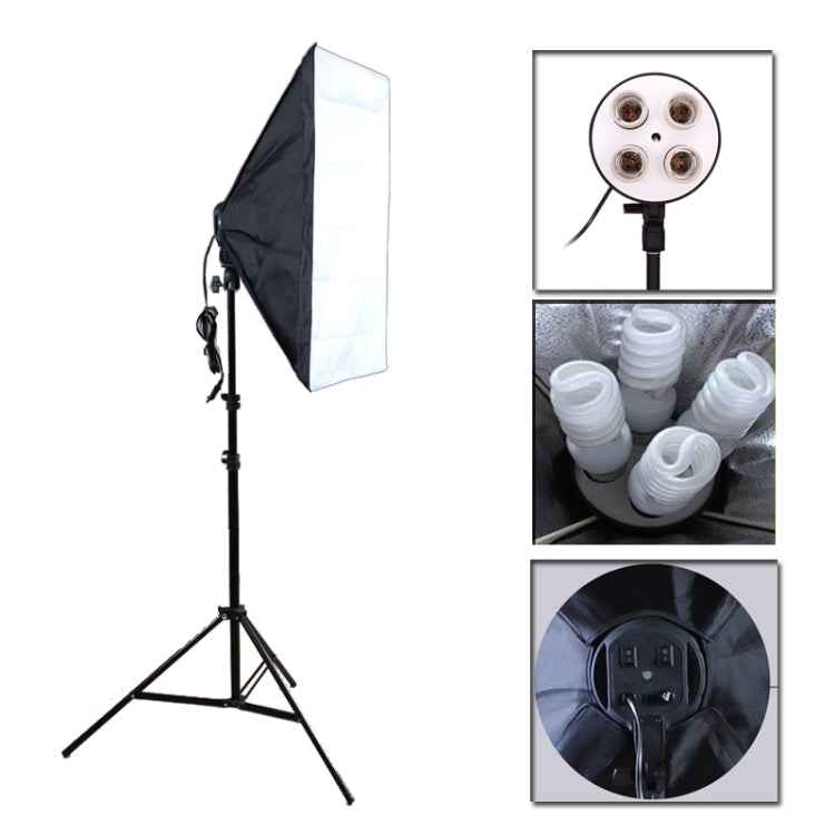 Photo Studio Softbox Kit (Four Socket Lamp Holder + 50 X 70CM Flash Lighting Softbox +2m Light Stand)