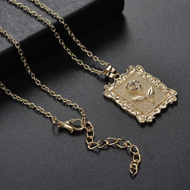 Geometric Square Rose Necklace Clavicle Chain