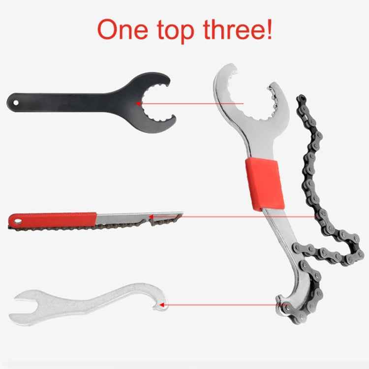 2 PCS Three-in-one Bicycle Integrated Bottom Shaft Flywheel Fixed Wrench Tail Hook Tool