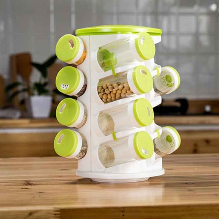 16pcs / Set Seasoning Cans Pepper Salt Cruet Plastic Bottle Kitchen Spice Jar Pepper Shaker Box Spice Rack Set