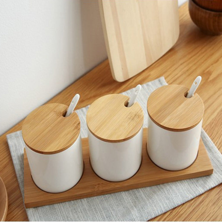 3pcs / Set Simple Life Creative Ceramics Kitchen Food Containers Organizer Jars For Spices Sugar-bowl Condiment Box Kitchen Storage Bottl