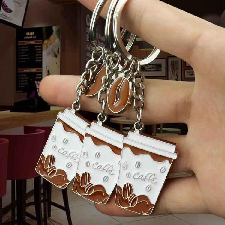 2 PCS Coffee Cup Keychain Creative Metal Pendant Small Gift