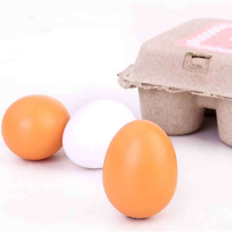 6 PCS Wooden Eggs Yolks Simulated Kitchen Food Cooking Toys Set Pretend Play For Children