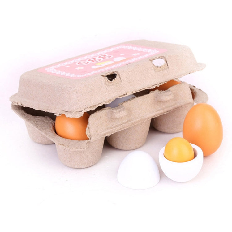 6 PCS Wooden Eggs Yolks Simulated Kitchen Food Cooking Toys Set Pretend Play For Children, 6 PCS Eggs