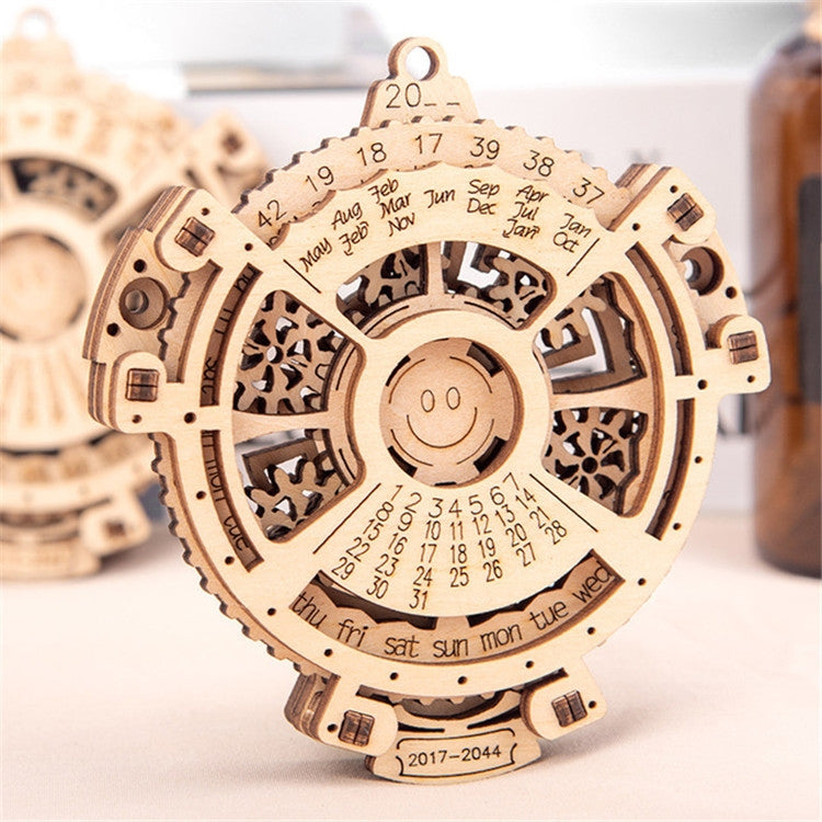 Children Wooden Mechanical Gear Perpetual Calendar 3D Puzzle Model DIY Assembled Toys, Wooden DIY Assembled Toys