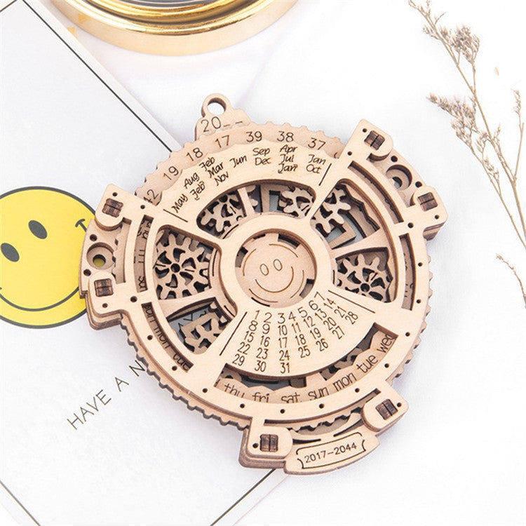 Children Wooden Mechanical Gear Perpetual Calendar 3D Puzzle Model DIY Assembled Toys, Wooden DIY Assembled Toys