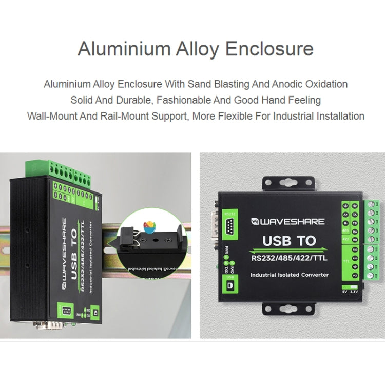 Waveshare FT232RNL USB To RS232/485/422/TTL Interface Industrial Isolation Converter, 23996, 23996